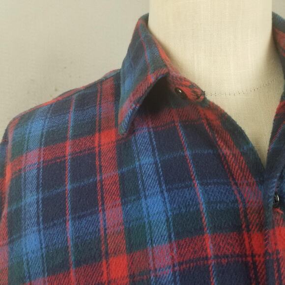 OshKosh B'gosh Shirt Mens Large Tall Blue Red Plaid Flannel Button Pockets - Picture 4 of 16